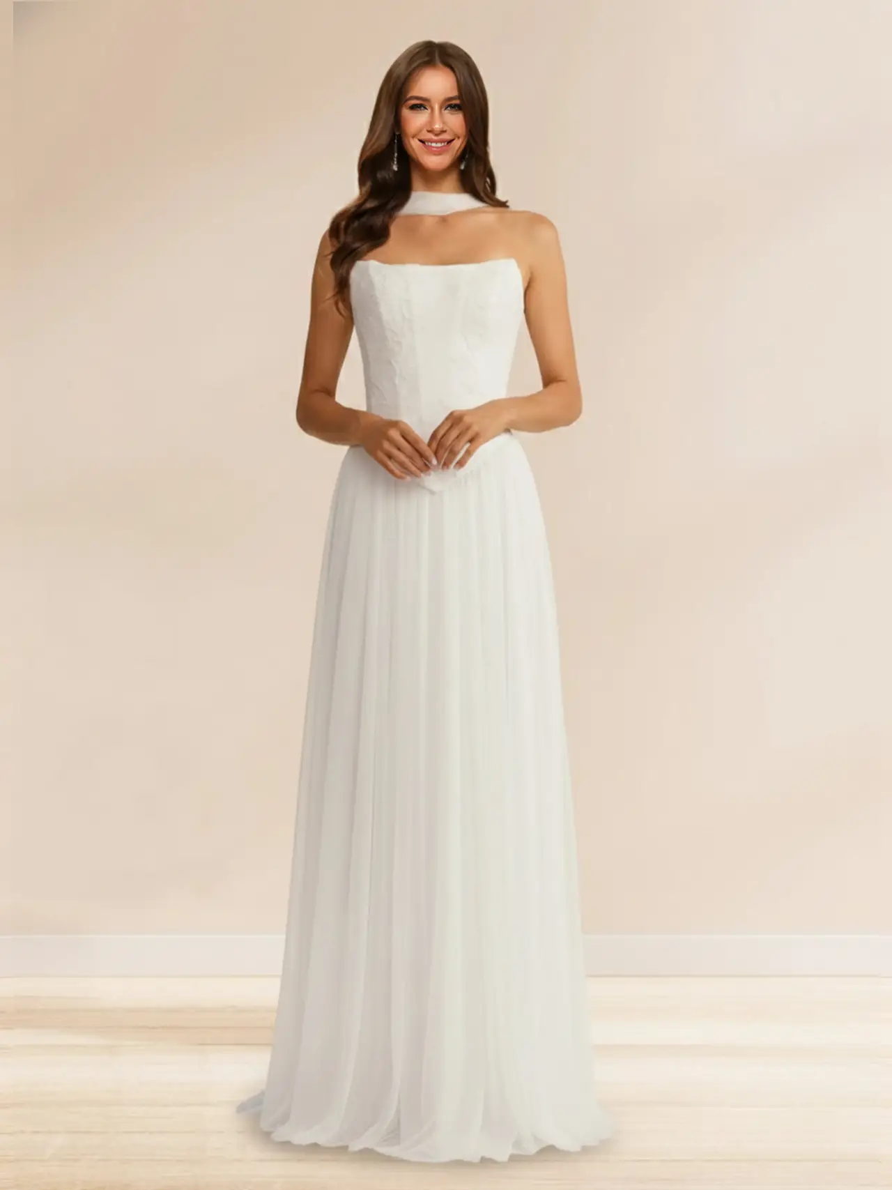 A-Line/Princess Sweetheart Strapless Basque Waist Prom Dresses — view 1
