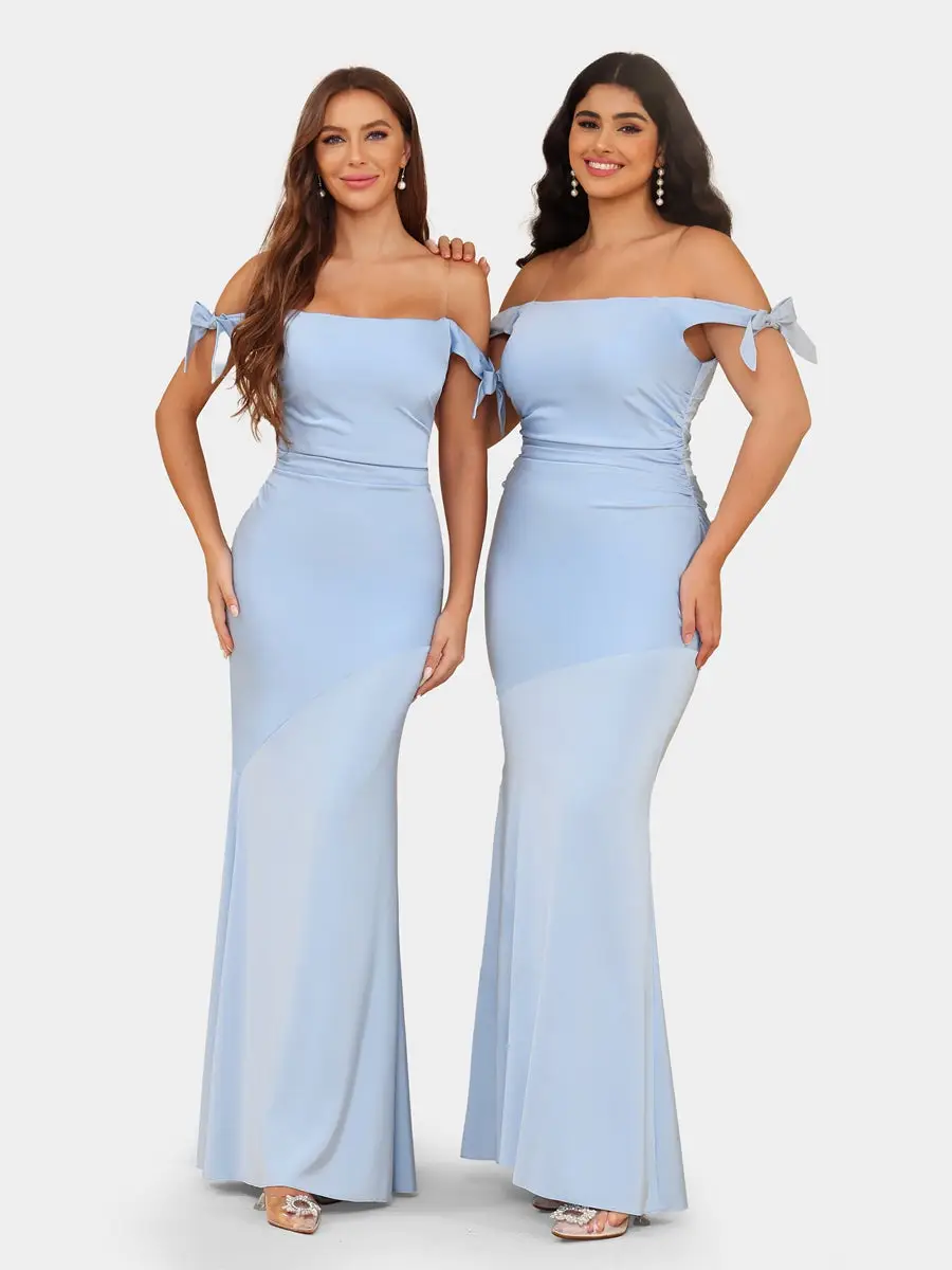 Trumpet/Mermaid Off-the-Shoulder Bowknot Evening Dresses with Ruched — view 1