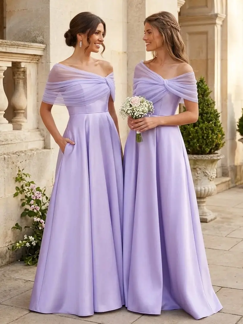 A-Line/Princess Asymmetrical Bridesmaid Dresses With Sweep Train Silk Satin Sleeveless Floor-Length — view 1
