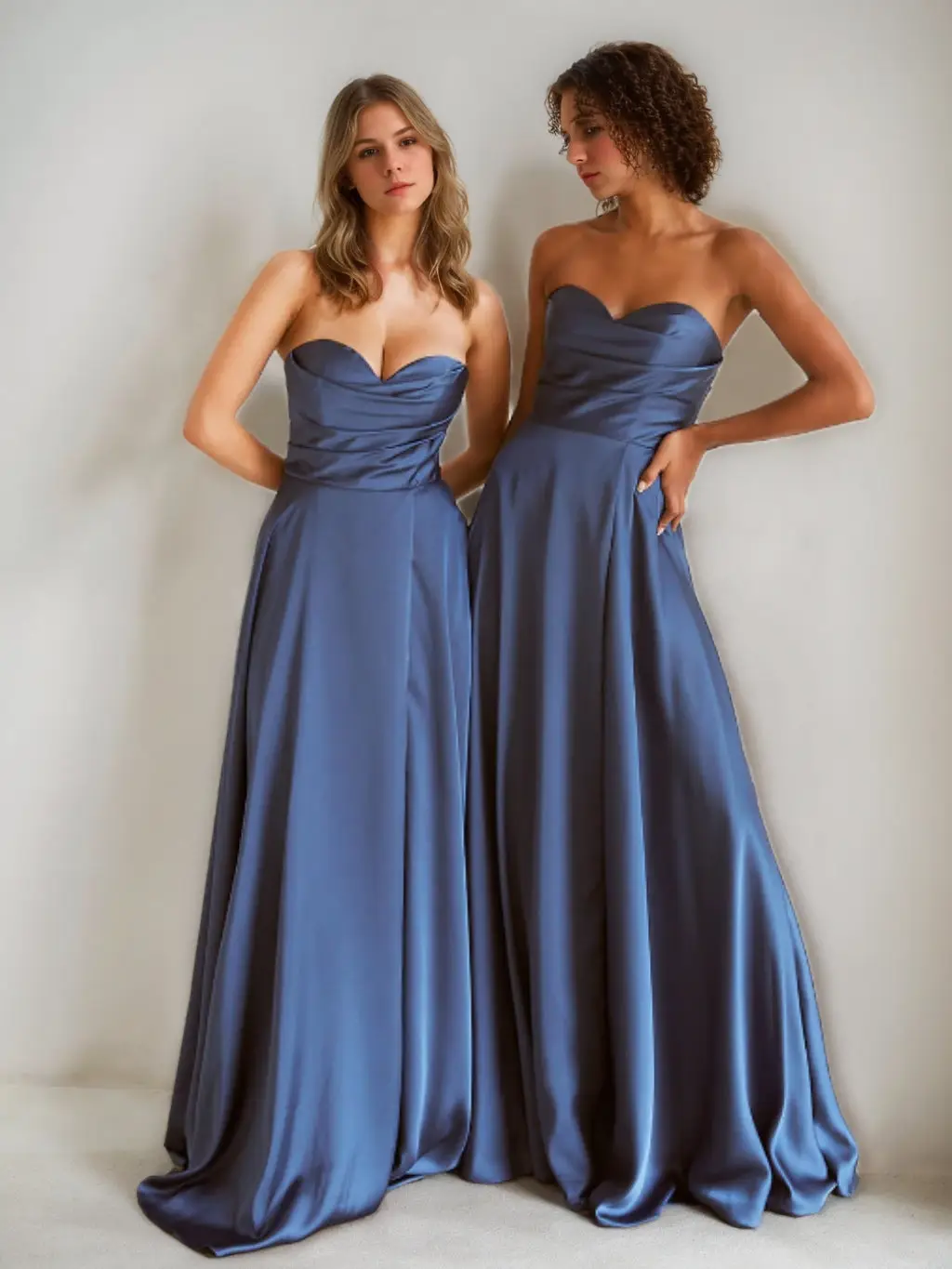 A-Line/Princess Sweetheart Sleeveless Ruched Floor-Length Backless Pleated Bridesmaid Dresses — view 1