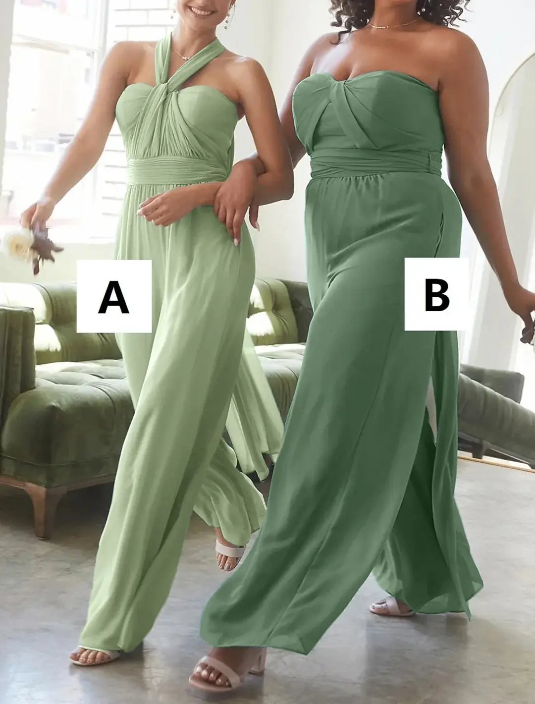 Jumpsuits Halter Floor-length Long Bridesmaid Dresses — view 1
