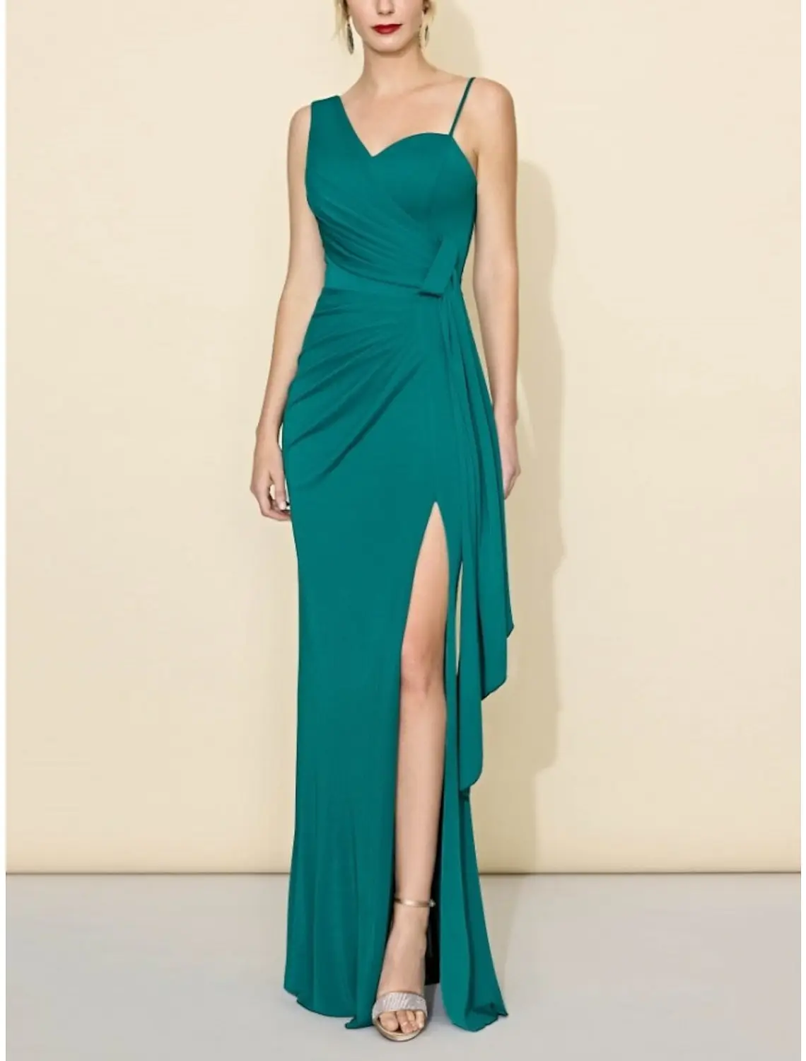 Sheath/Column One-Shoulder Floor-length Long Bridesmaid Dresses — LV55531829 — view 1