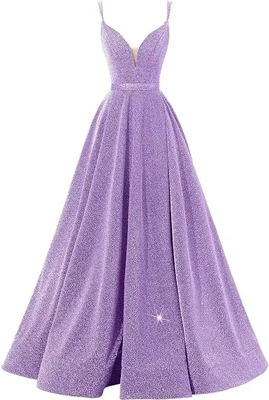 A-Line/Princess Spaghetti Straps V Neck Floor-Length Bridesmaid Dresses with Slit — view 1
