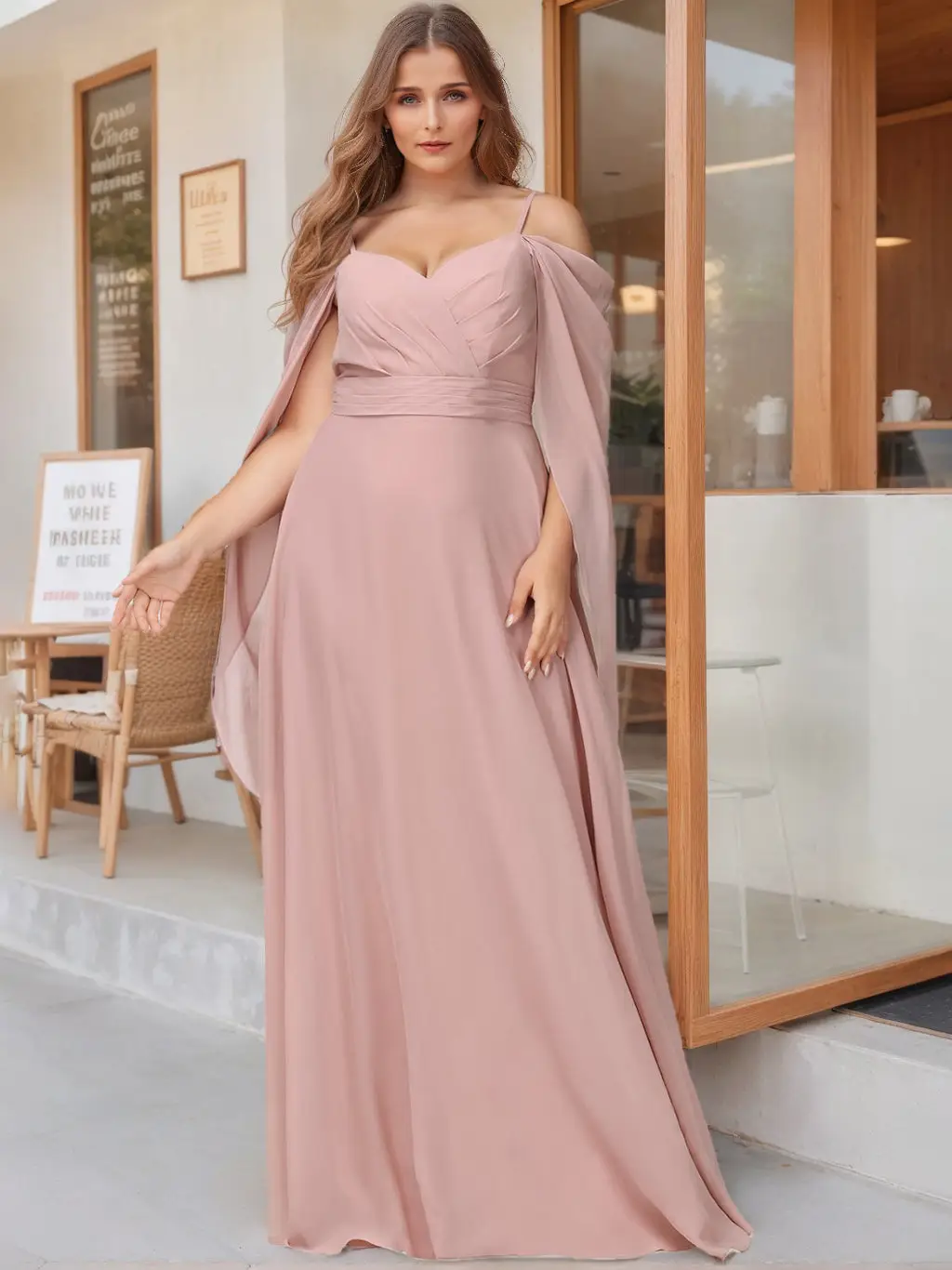 A-Line/Princess Spaghetti Straps Floor-Length Plus Size Bridesmaid Dresses — view 1
