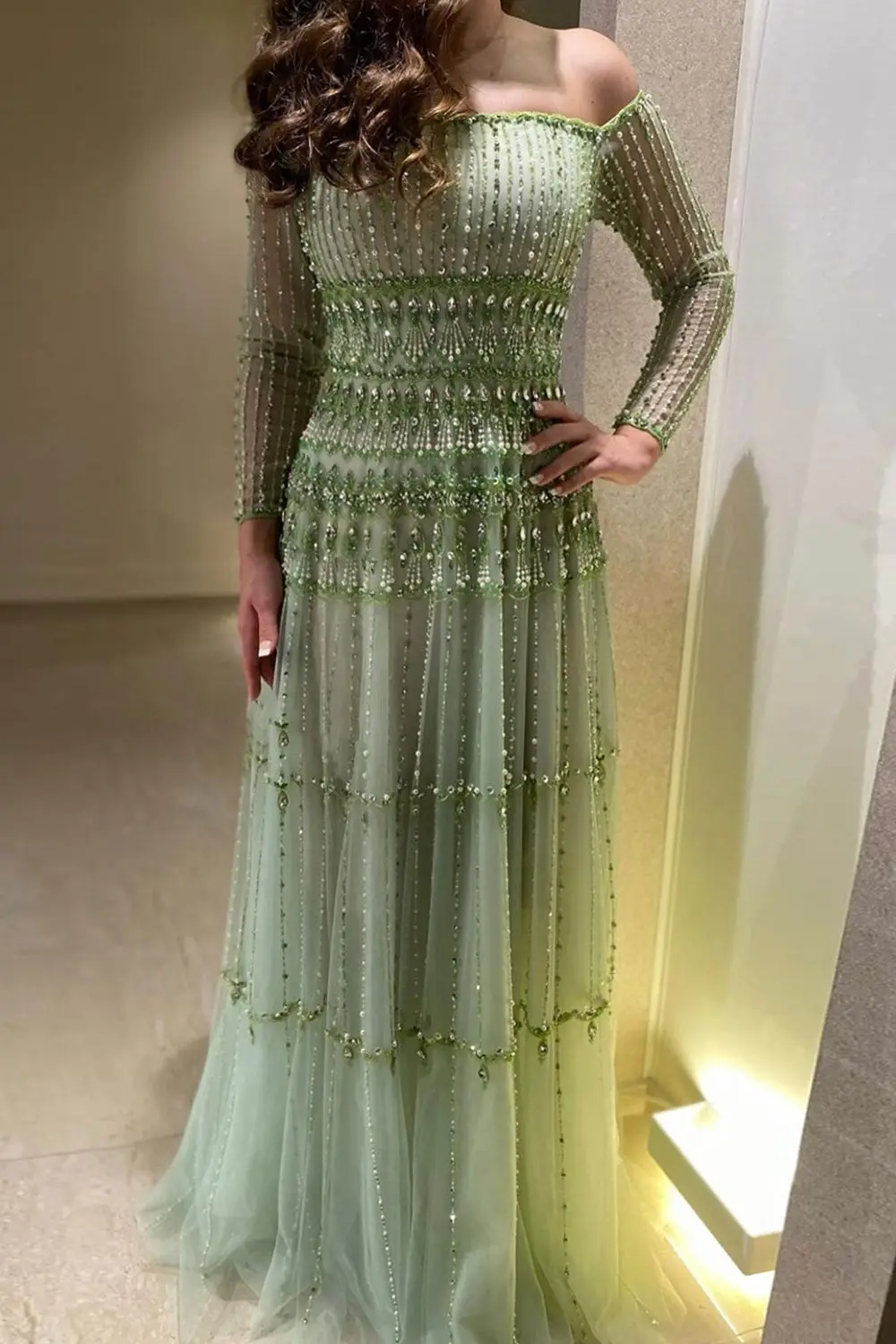 Maeve — A-Line — Off-the-Shoulder — Long Sleeve — Floor-Length — view 1