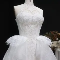 A-Line with Lace Embroidery and Overskirt — SW651 Ivory wedding dress, view 5