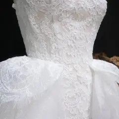 A-Line with Lace Embroidery and Overskirt — SW651 Ivory wedding dress, view 6