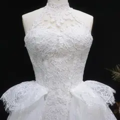 A-Line with Lace Embroidery and Overskirt — SW651 Ivory wedding dress, view 8