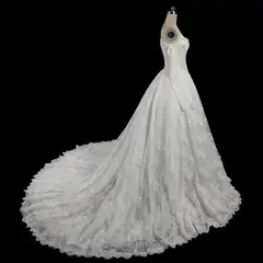 Ball Gown Beaded With Veil — SW715 Ivory wedding dress, view 5