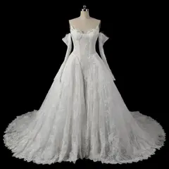 Ball Gown Beaded With Veil — SW715 Ivory wedding dress, view 7