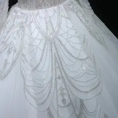 Beaded Long Sleeve Ball Gown — SW515 Ivory wedding dress, view 6