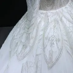 Beaded Long Sleeve Ball Gown — SW515 Ivory wedding dress, view 8