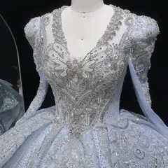 Sequin Embroidery Ball Gown — SW607 Dusty Blue wedding dress, view 5