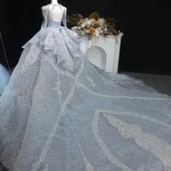 Sequin Embroidery Ball Gown — SW607 Dusty Blue wedding dress, view 6