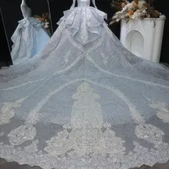 Sequin Embroidery Ball Gown — SW607 Dusty Blue wedding dress, view 8