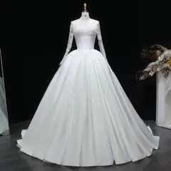 Classic Long Sleeve Lace Ball Gown — SW075 Ivory wedding dress, view 5