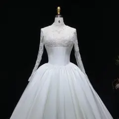 Classic Long Sleeve Lace Ball Gown — SW075 Ivory wedding dress, view 6