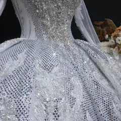 Diamond Embroidered Long Sleeve — SW603 Ivory wedding dress, view 6