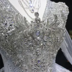 Diamond Embroidered Long Sleeve — SW603 Ivory wedding dress, view 7