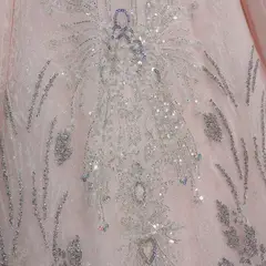 Embroidery Puff Sleeve Ball Gown — SW608 Blush Pink wedding dress, view 6
