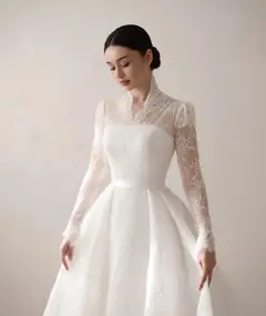 Full Lace Printed Ball Gown — SW540 Ivory wedding dress, view 4