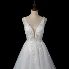 Glitter Tulle with Lace Bodice and Corset Back — SW710 Ivory wedding dress, view 6