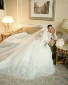 Round Satin A-Line — SW519 Ivory wedding dress, view 7