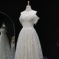 Lace Pearl Embroidery Ball Gown — SW652 Ivory wedding dress, view 4