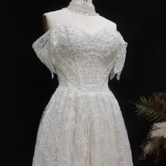 Lace Pearl Embroidery Ball Gown — SW652 Ivory wedding dress, view 5