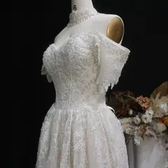 Lace Pearl Embroidery Ball Gown — SW652 Ivory wedding dress, view 8