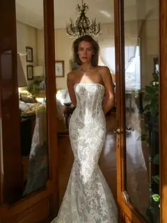 Lace Strapless Mermaid — SW189 Ivory wedding dress, view 4