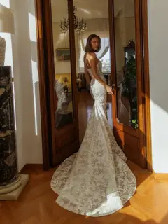 Lace Strapless Mermaid — SW189 Ivory wedding dress, view 6