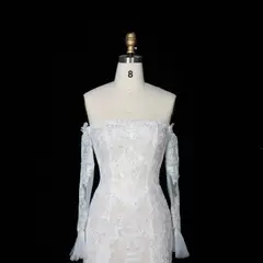 Lace Stunning Feminine Mermaid Train — SW650 Ivory wedding dress, view 6