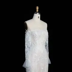 Lace Stunning Feminine Mermaid Train — SW650 Ivory wedding dress, view 7