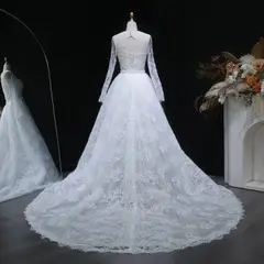 Lace Sweetheart Long Sleeve — SW523 Ivory wedding dress, view 4