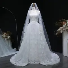 Lace Sweetheart Long Sleeve — SW523 Ivory wedding dress, view 5