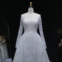 Lace Sweetheart Long Sleeve — SW523 Ivory wedding dress, view 7