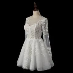 Long Sleeve Lace Short — SW721 Ivory wedding dress, view 4