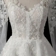 Long Sleeve Lace Short — SW721 Ivory wedding dress, view 5