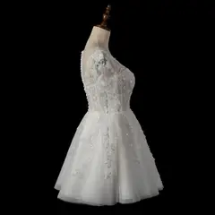 Long Sleeve Lace Short — SW721 Ivory wedding dress, view 6