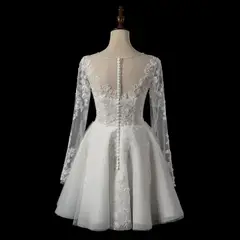 Long Sleeve Lace Short — SW721 Ivory wedding dress, view 7