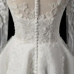 Long Sleeve Lace Short — SW721 Ivory wedding dress, close-up detail