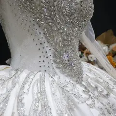Long Sleeve with Crystal Embroidered Details — SW602 Ivory wedding dress, view 4