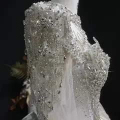 Long Sleeve with Crystal Embroidered Details — SW602 Ivory wedding dress, view 6