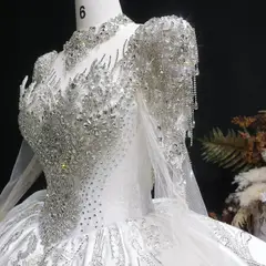 Long Sleeve with Crystal Embroidered Details — SW602 Ivory wedding dress, view 7