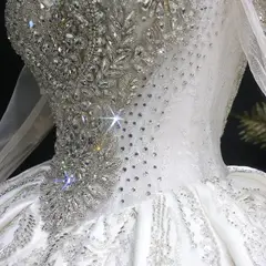 Long Sleeve with Crystal Embroidered Details — SW602 Ivory wedding dress, view 8