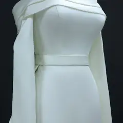 Minimalist Off Shoulder with Overskirt — SW516 Ivory wedding dress, view 4