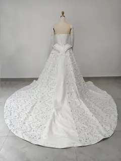 Off Shoulder Beaded Ball Gown — SW019 Ivory wedding dress, close-up detail