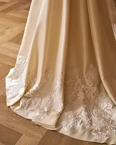 Off-the-Shoulder Satin with Puff Sleeves — SW230 Ivory wedding dress, view 6