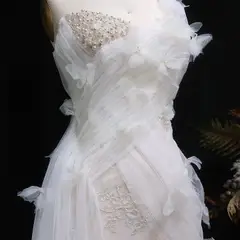 One-Shoulder Lace Ruched Bow Mermaid — SW638 Ivory wedding dress, view 5